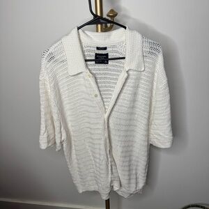 XL Abercrombie & Fitch Cream Knit Cropped Shirt